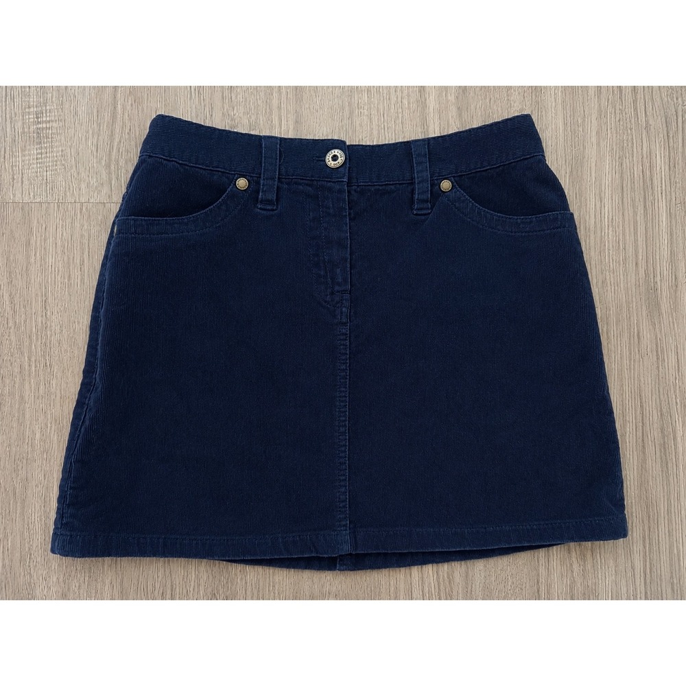 Brooks Brothers Vintage Y2K Navy Blue Corduroy Preppy Mini Skirt Sz 0 Fall 2005